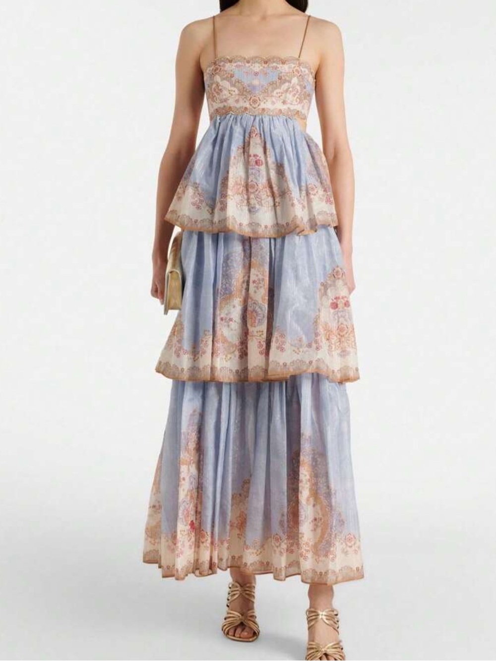 Tiered Blue Floral Maxi Dress
